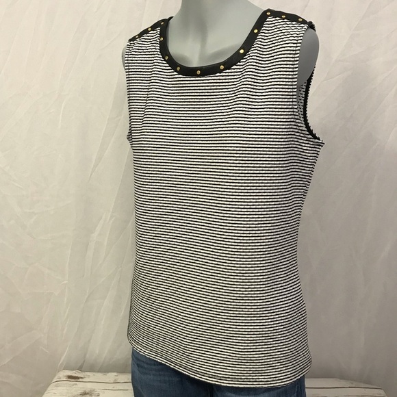 Calvin Klein Black White Sleeveless Top Blouse size medium shirt office wear - Picture 5 of 12
